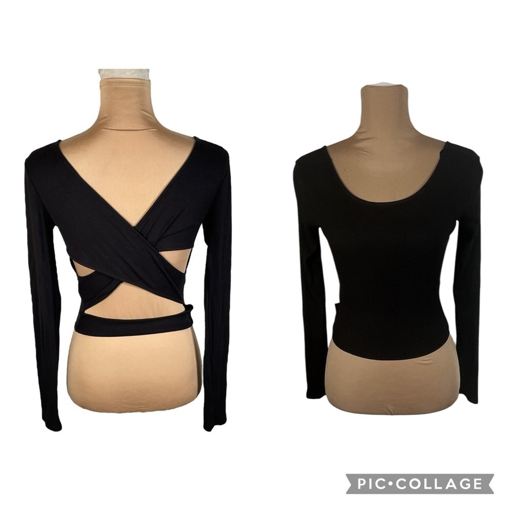 True Religion 🖤‎ Elegant Black Cutout Back Top